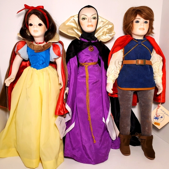 Dolls by Jerri 1983 Disney Snow White, Prince, Evil Queen 20" Porcelain Doll Lot - Picture 1 of 12